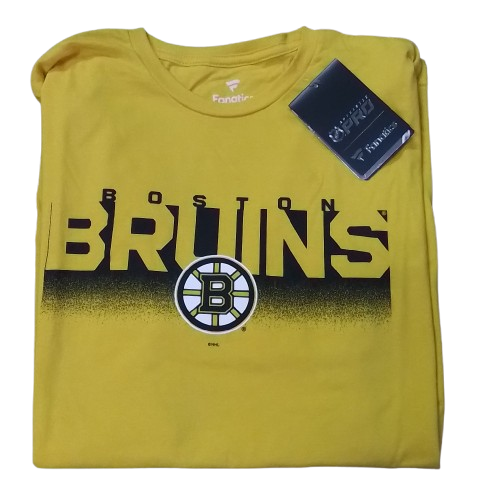 Men's Fanatics Boston Bruins Logo Short Sleeve T-Shirt Gold Large NWT