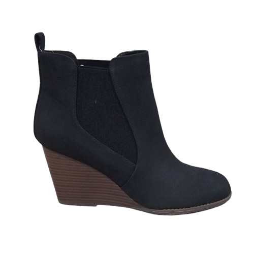 Women's a.n.a Milden Wedge Stacked Heel Ankle Booties - Black - 8.5 - NIB