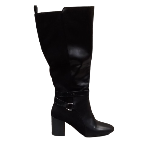 Women's Liz Claiborne Hayland Stacked Heel Wide Calf Riding Boots - Black - 8W