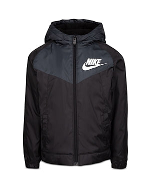 Little Boy's Nike Fleece Lined Hooded Windbreaker - Black - 6 - NWT