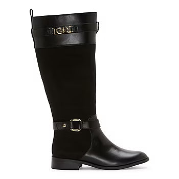 Women's Liz Claiborne Roma Wide Calf Flat Heel Riding Boots - Black - 8W - NIB