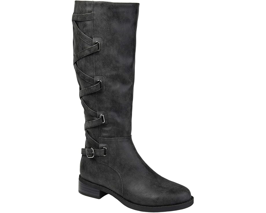 Women's Journee Collection Carly Stacked Heel Riding Boots - Black - 9XWC -