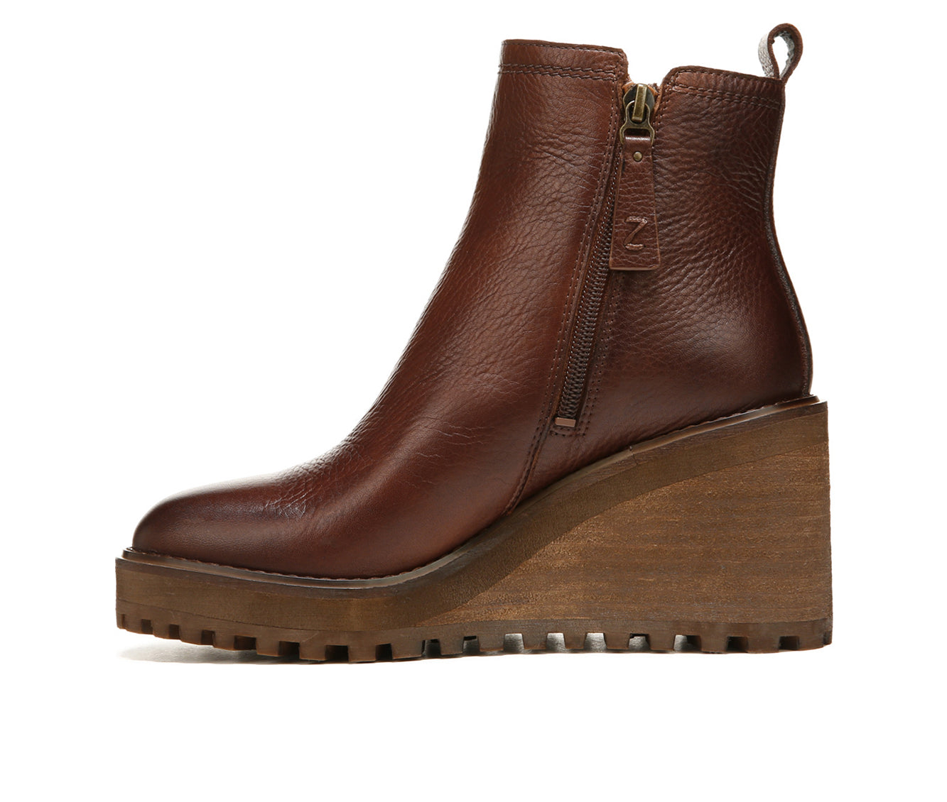 Women's Zodiac Julia Wedge Heel Bootie - Cognac - 6.5 - NIB