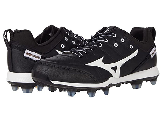 Women's Mizuno Finch Elite 5 TPU Molded Softball Cleats -Black & White-5-NWOB