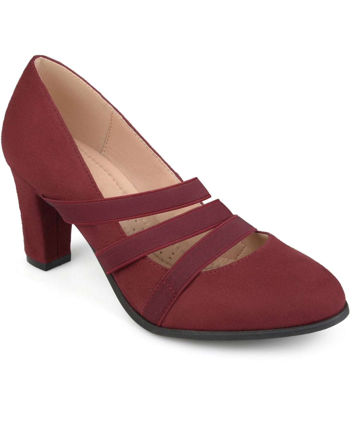 Women's Journee Collection Loren Strappy Vamp Pumps - Wine - 7W - NIB