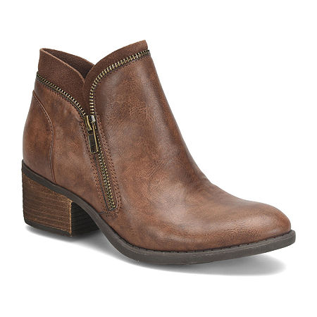 Women's BOC Dempsey Leather Stacked Heel Booties - Brown - 11 - NWOB