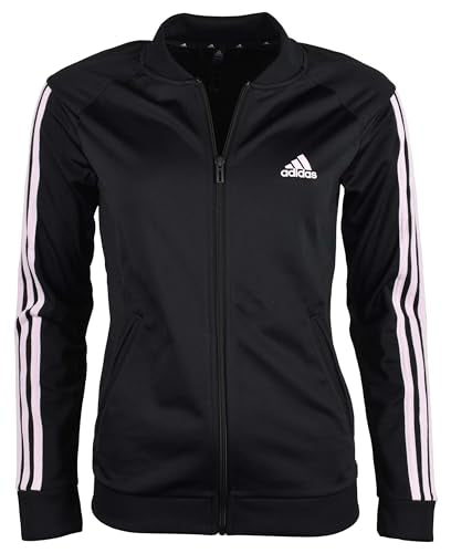 Women's Adidas Essentials Tricot 3 Stripe Track Jacket - Black & Pink - S - NWT