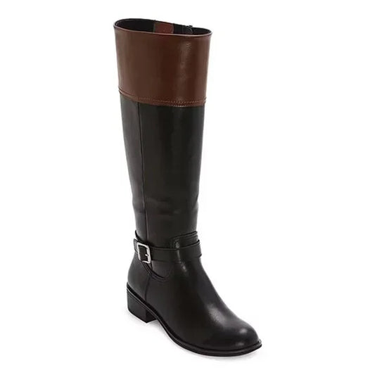 Women's St. John's Bay Danwood Block Heel Riding Boots - Black Multi - 8 - NIB
