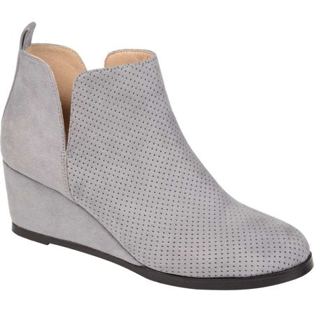 Women's Journee Collection Mylee Wedge Heel Booties - Grey - 10 - NIB