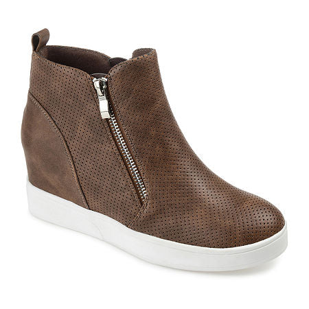 Women's Journee Collection Pennelope Hidden Wedge Sneaker - Brown - 11W - NIB