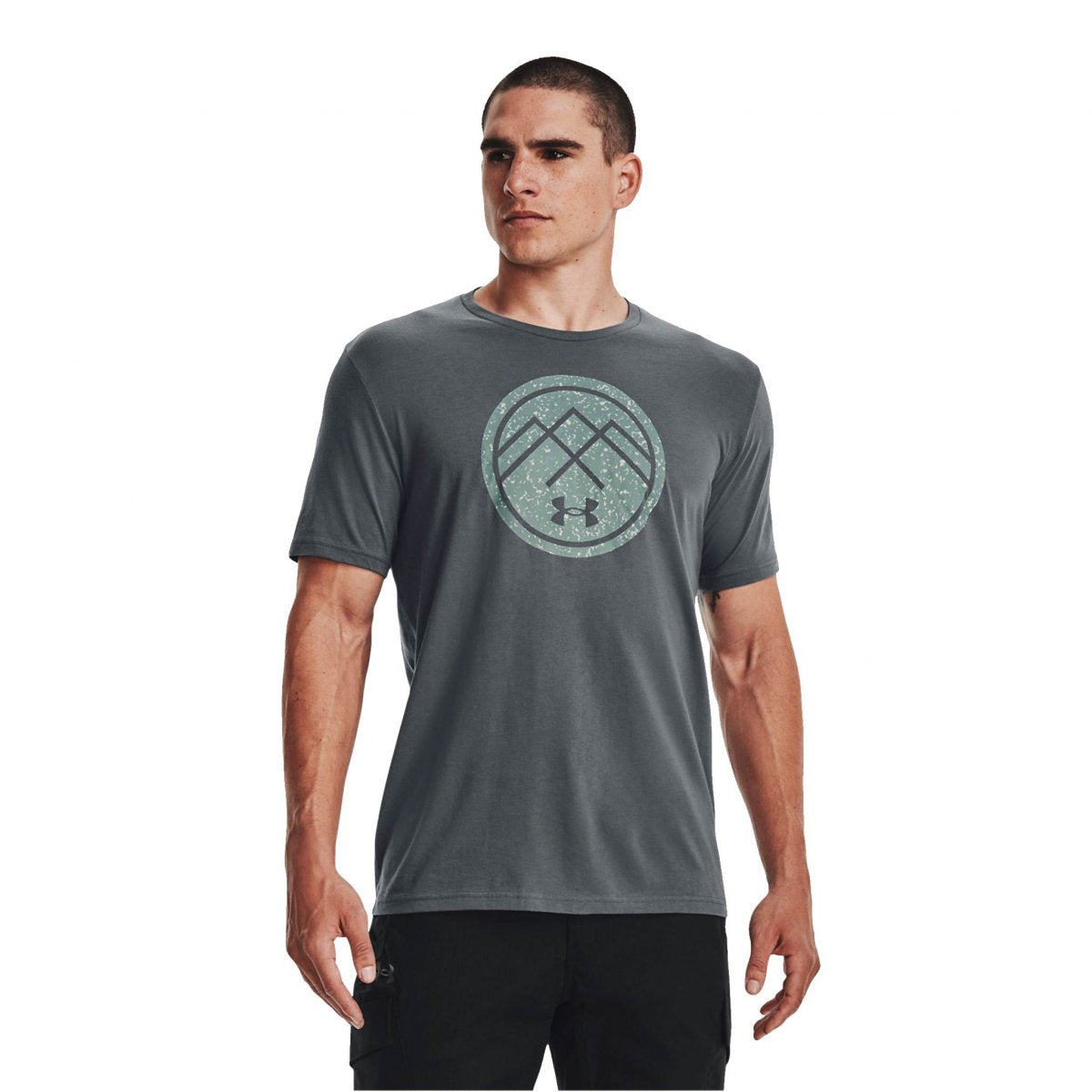 Men's Under Armour Mountain Peaks Graphic T-Shirt - Pitch Grey/Opal Green - NWOT