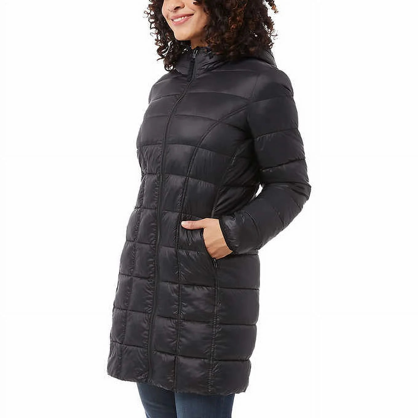 Women's Aventure 3/4 Length Puffer Jacket with Hood - Black - M - NWT