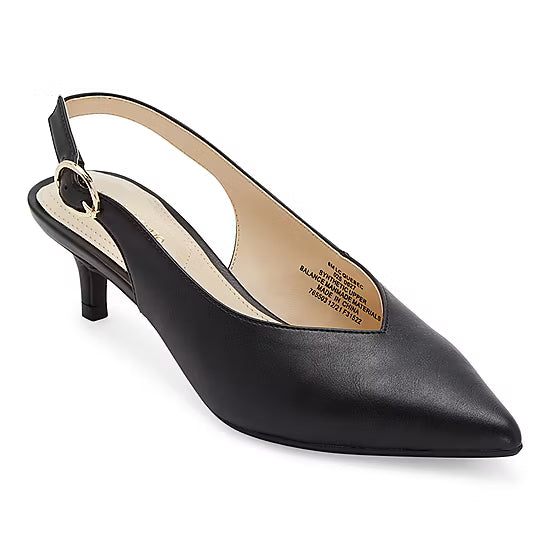 Women's Liz Claiborne Quebec Pointed Toe Kitten Heel Pumps - Black - 9 - NIB