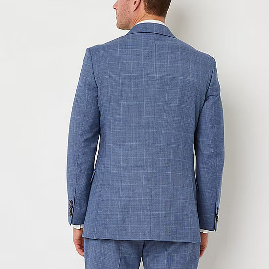 Men's Stafford Classic Fit Wool Blend Suit Jacket - Med Blue Plaid - 46R - NWT