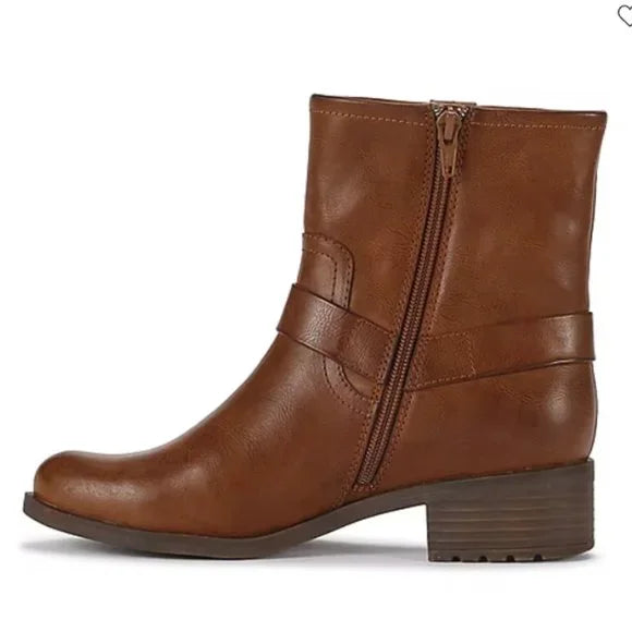 Women's Frye & CO. Elodie Stacked Heel Motorcycle Boot - Brushed Brown - 9.5W
