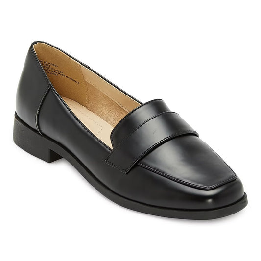 Women's Liz Claiborne Jansey Square Toe Loafers - Black - Var Szs - NIB