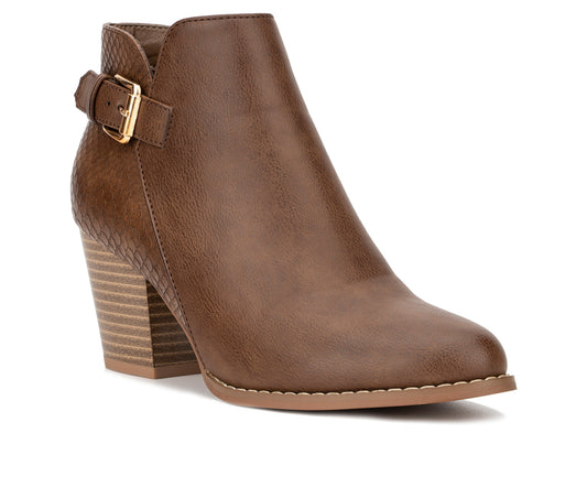 Women's New York & Company Jamie Stacked Heel Ankle Boots - Brown - 8 - NIB