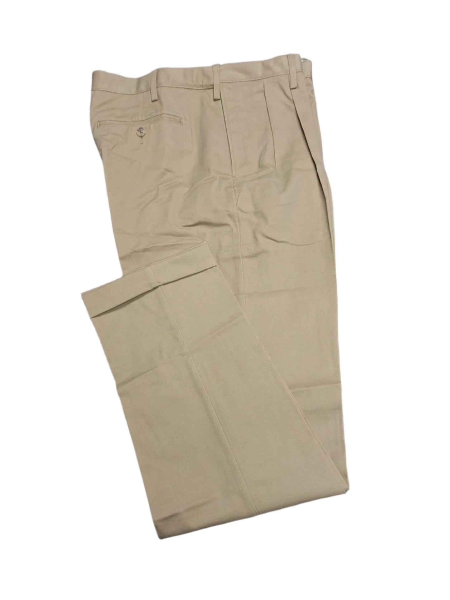 Lands' End Men's No Iron Comfort Waist Pleated Front Chino Pants 36x35 NWOT