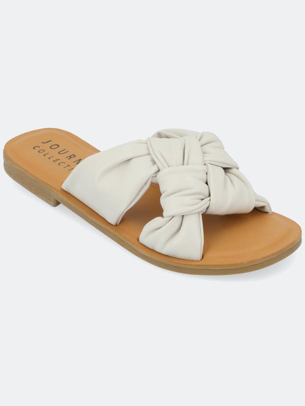 Women's Journee Collection Kianna Flat Sandals - Ivory - 8 - NIB