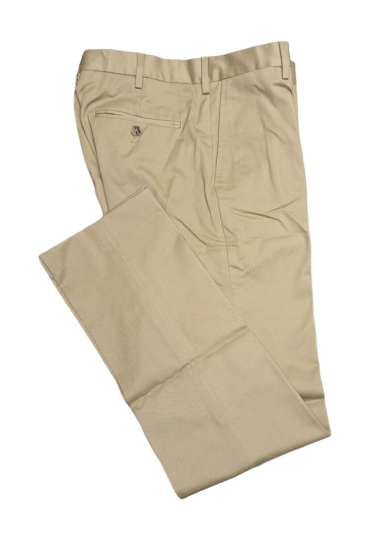 Lands' End Men's No Iron Tailored Fit Plain Front Twill Pant Khaki 40x34 NWOT