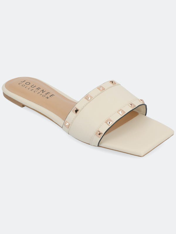Women's Journee Collection Treena Slip On Slide Sandals - Ivory - 9 - NWOB