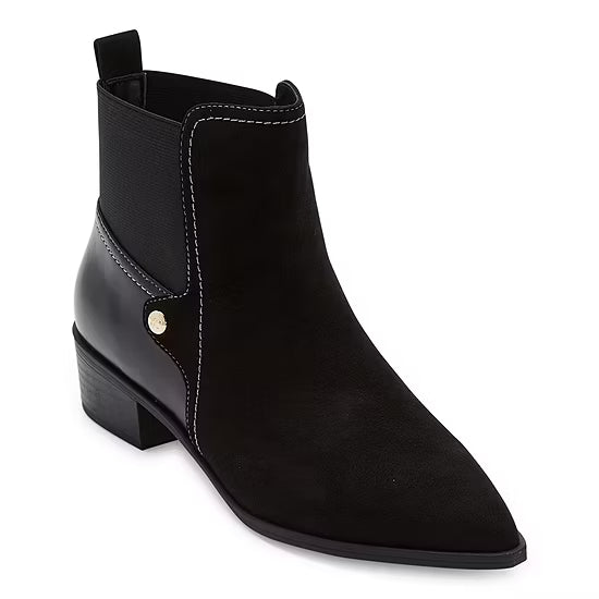 Women's Liz Claiborne Barrington Stacked Heel Booties - Black - 6W - NIB