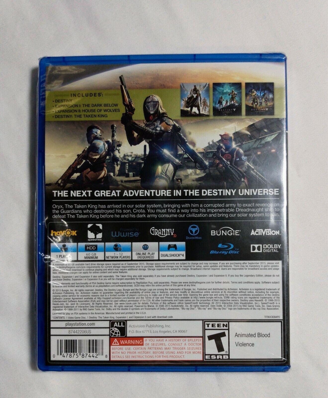 Destiny: The Taken King--Legendary Edition (Sony PlayStation 4, 2015)