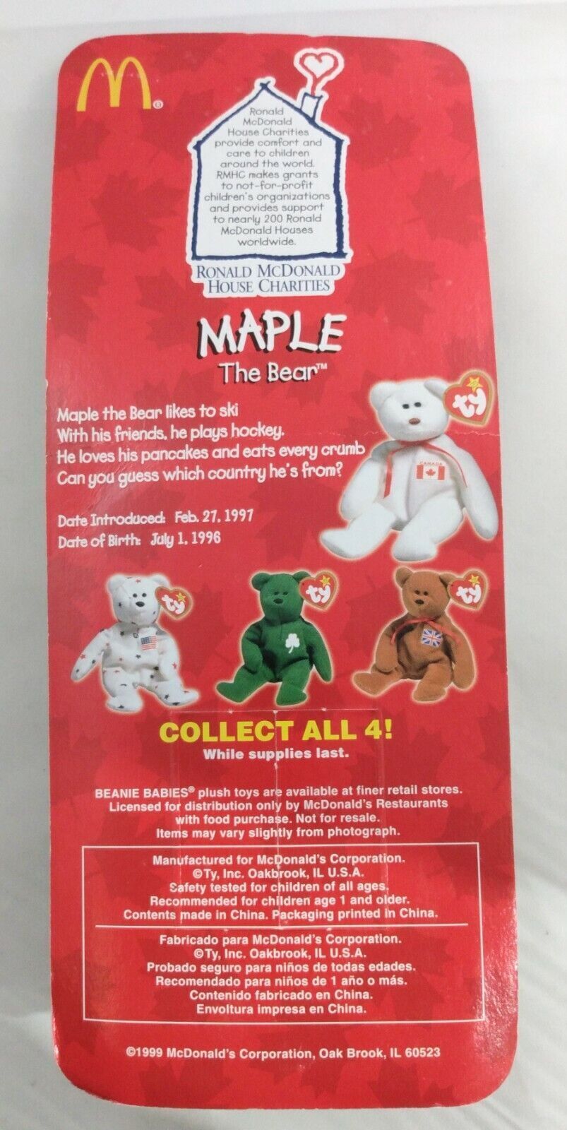 TY Maple the Bear-Ronald McDonald House Charities