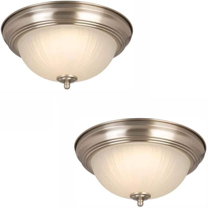Commercial Electric 11 in. Brushed Nickel LED Flush Mount (2-pack)-NIB