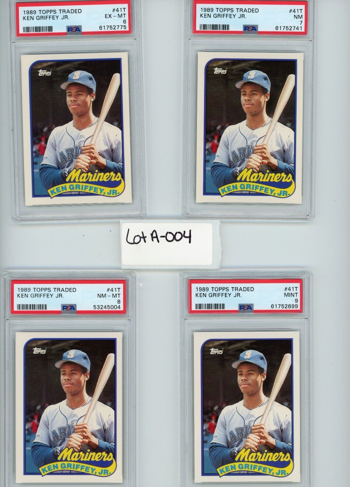Ken Griffey JR 1989 Topps Traded #41T PSA 6, 7, 8 and 9-Lot of 4-!