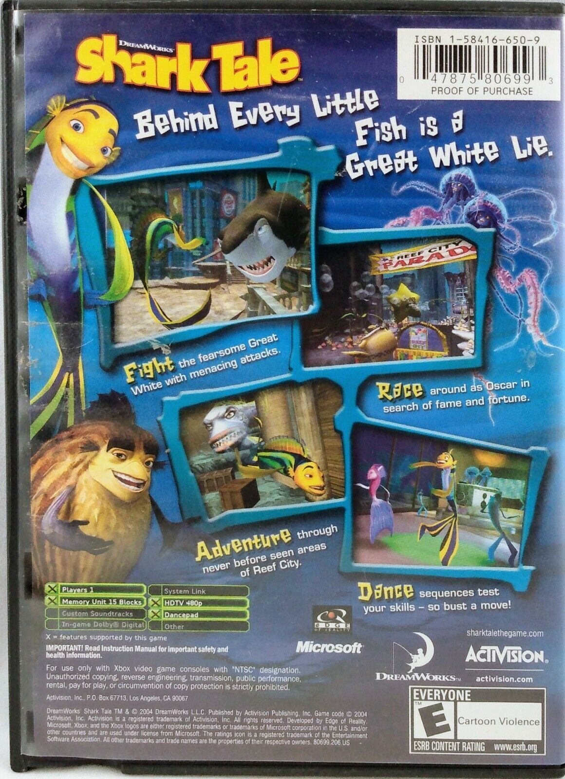 DreamWorks' Shark Tale (Microsoft Xbox, 2004)-Complete with Manual-