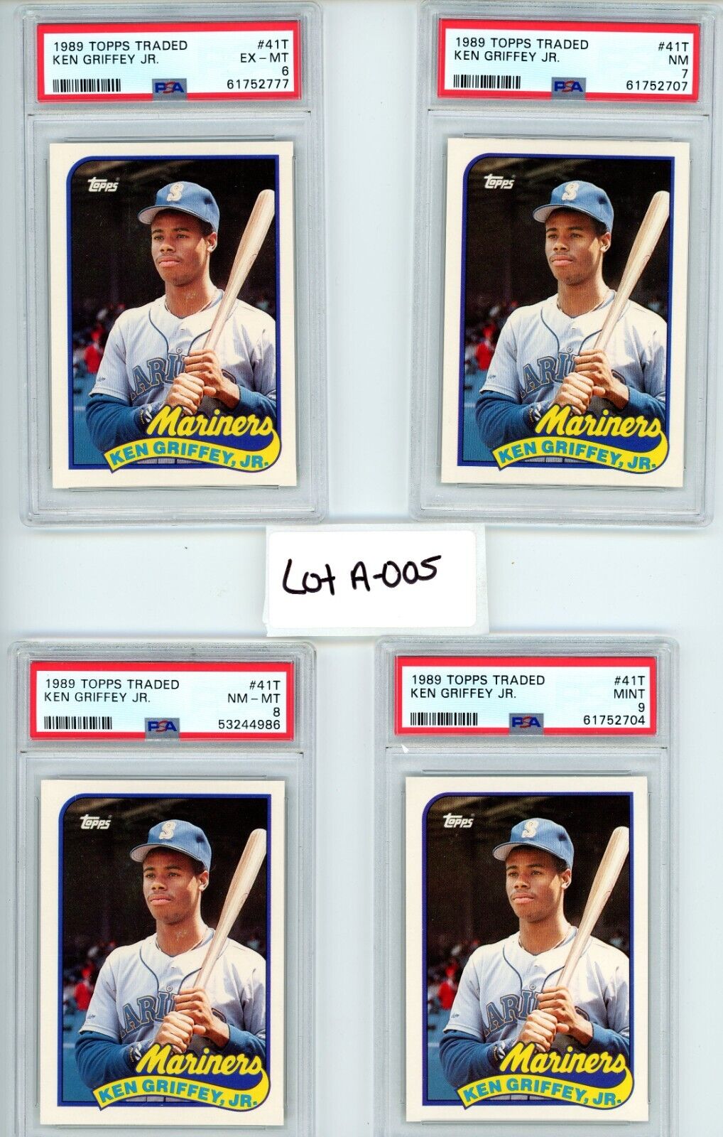 Ken Griffey JR 1989 Topps Traded #41T PSA 6, 7, 8 and 9-Lot of 4-!