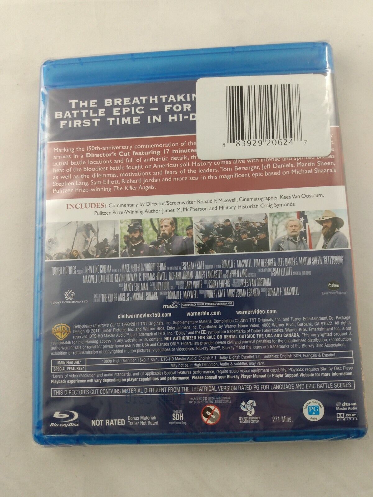 Gettysburg (Blu-ray Disc, 2011, Directors Cut) New !!