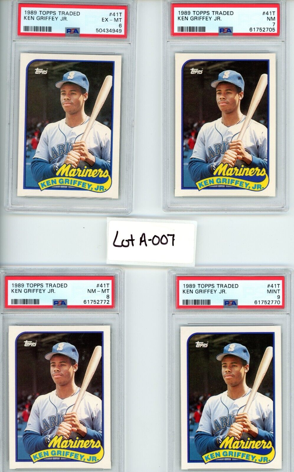 Ken Griffey JR 1989 Topps Traded #41T PSA 6, 7, 8 and 9-Lot of 4-!