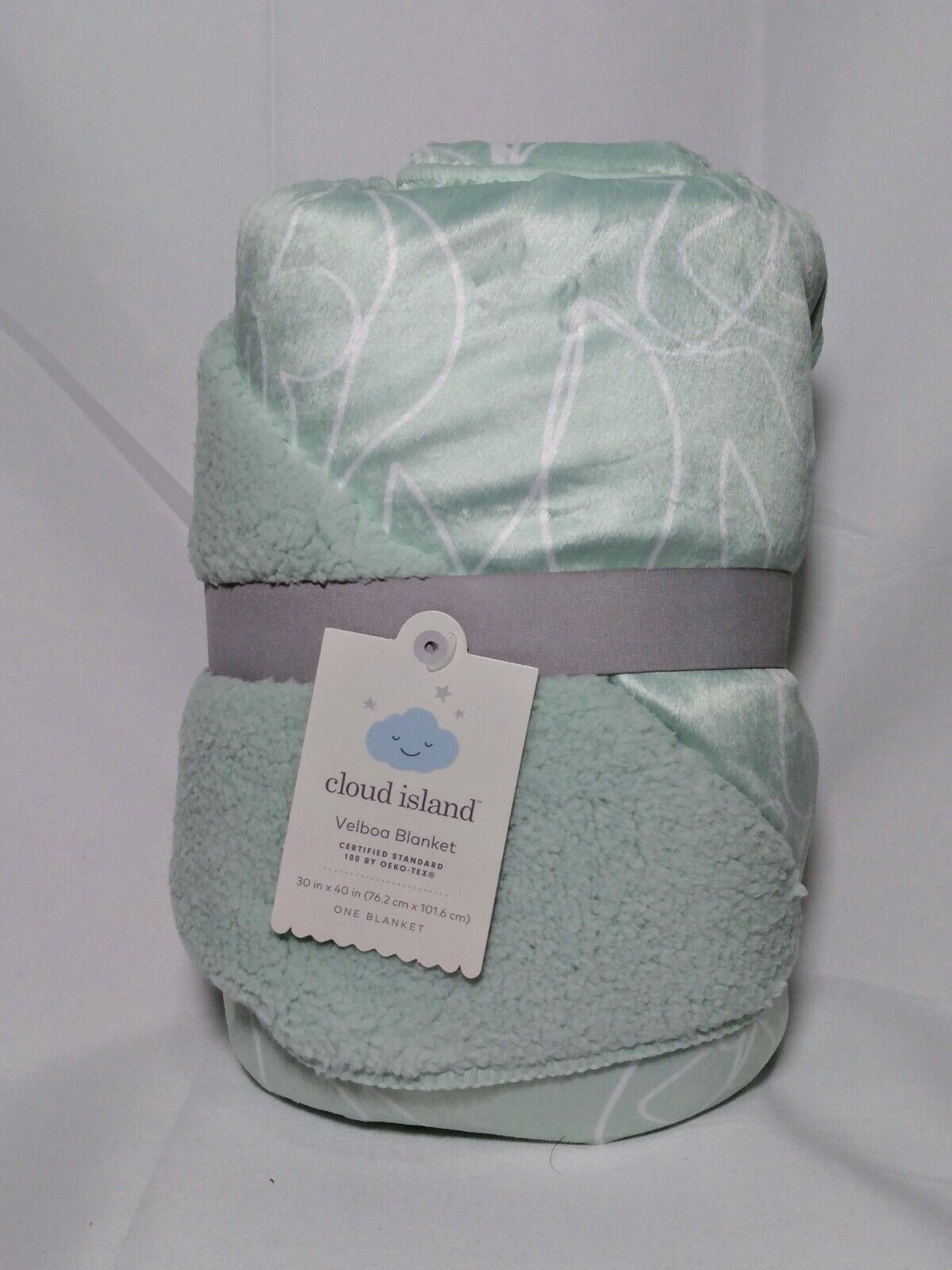 Cloud Island Plush Velboa Baby Blanket - Green Floral - New