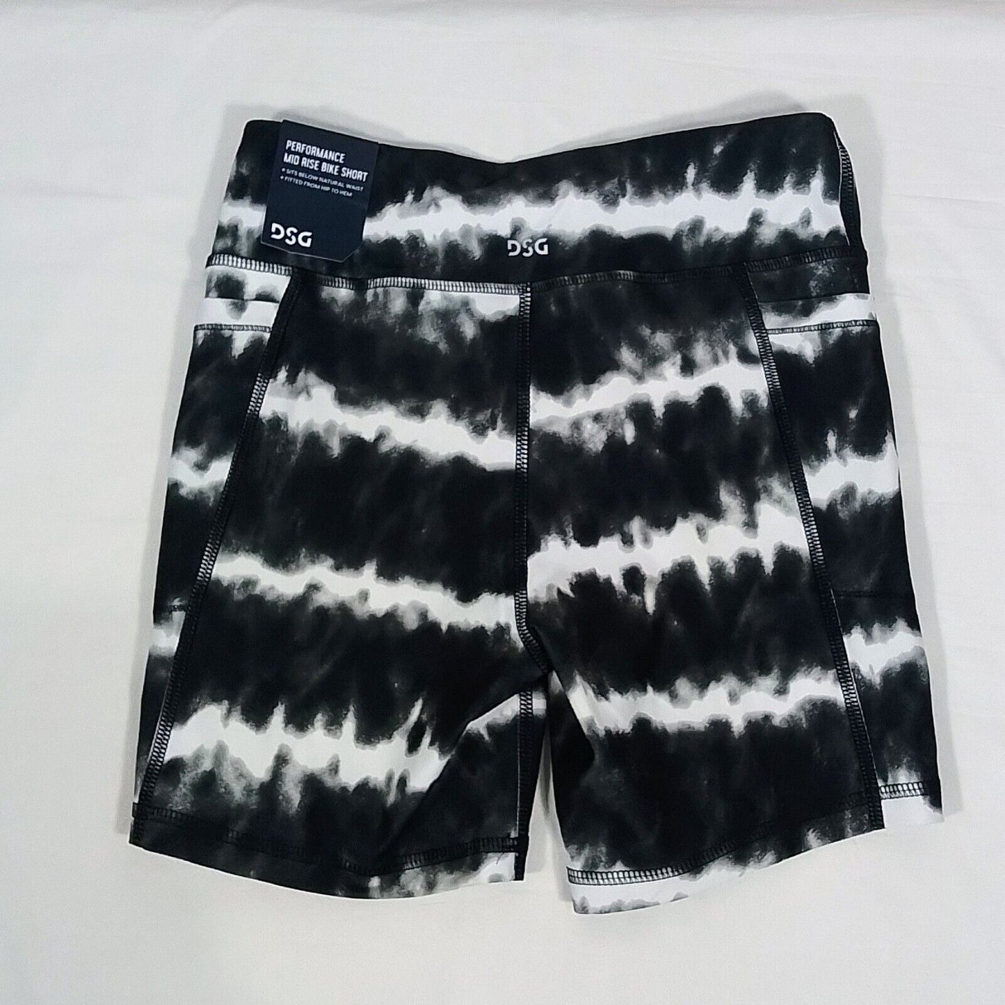 Girls' Bike Shorts-Spandex-Black/White Tie Dye Pattern-Various Sizes