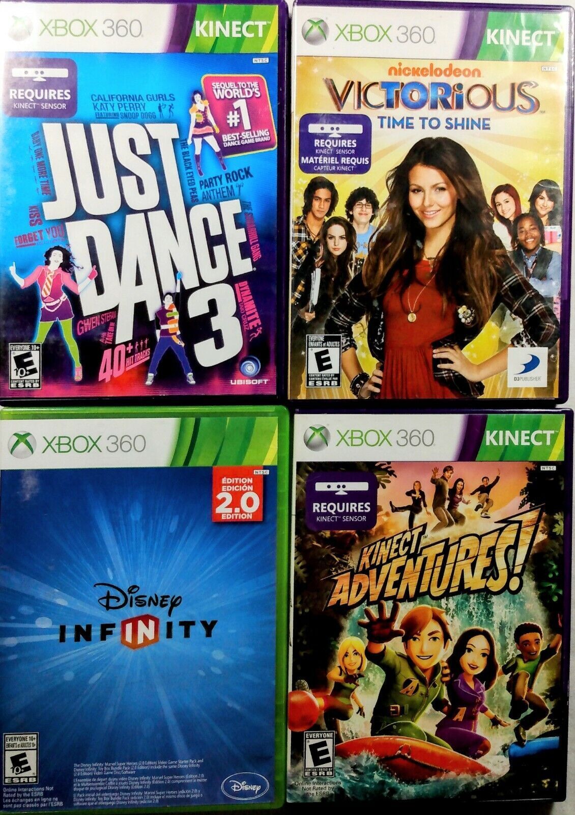 Just Dance 3, Victorious, Kinect Adventures, Disney Infinity-4 Game Bundle