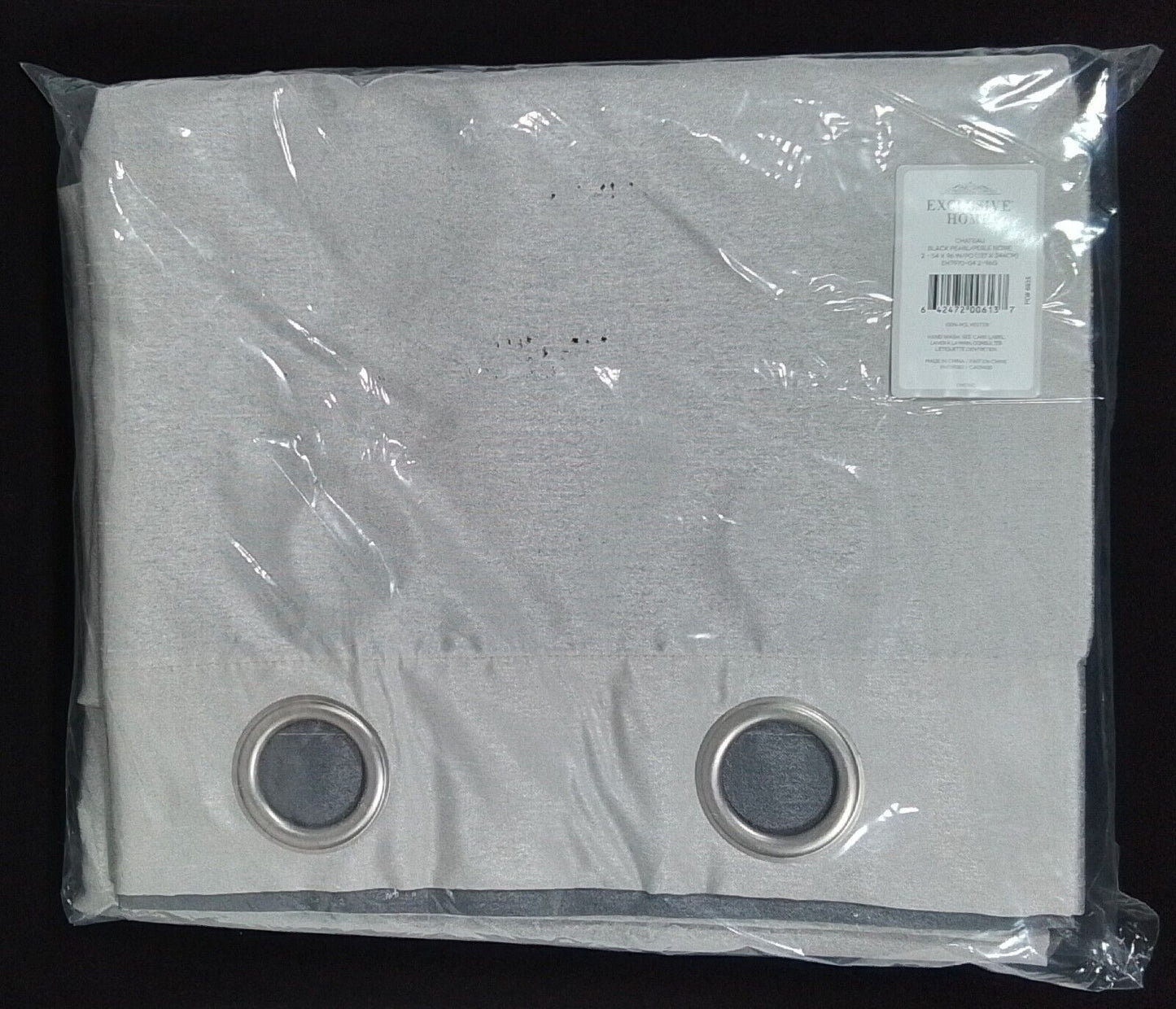 Exclusive Home Chateau Black Pearl Stripe Grommet Top Curtain 54"Wx96"L-A36