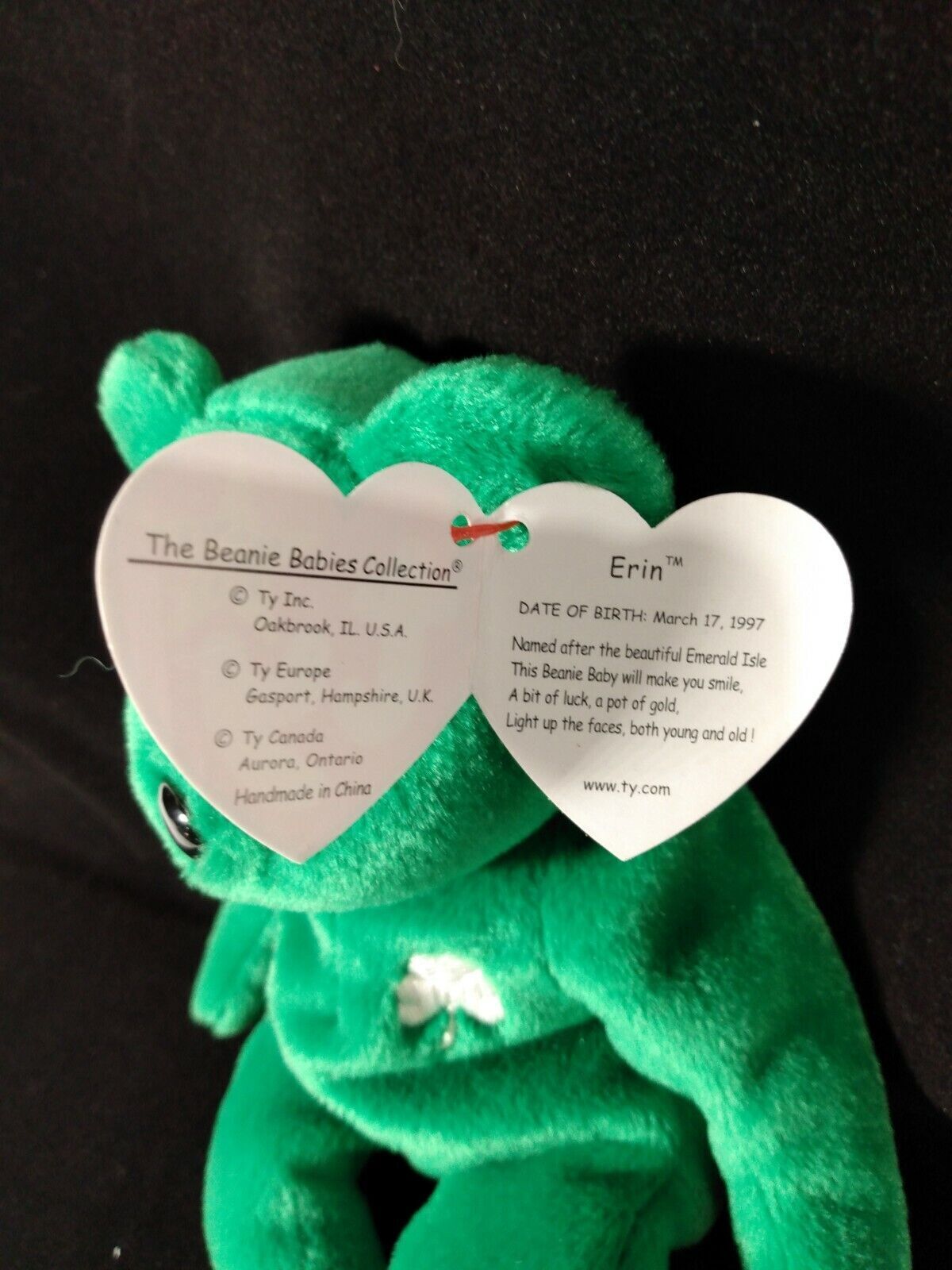 Ty Beanie Baby Erin The Bear 1997 Retired-In Case