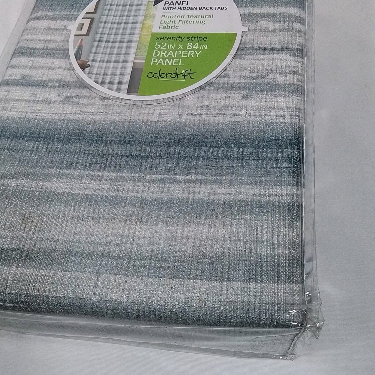 Colordrift Striped Back Tab Room Darkening Curtain Panel Grey/Neutral 84"L-(A34)