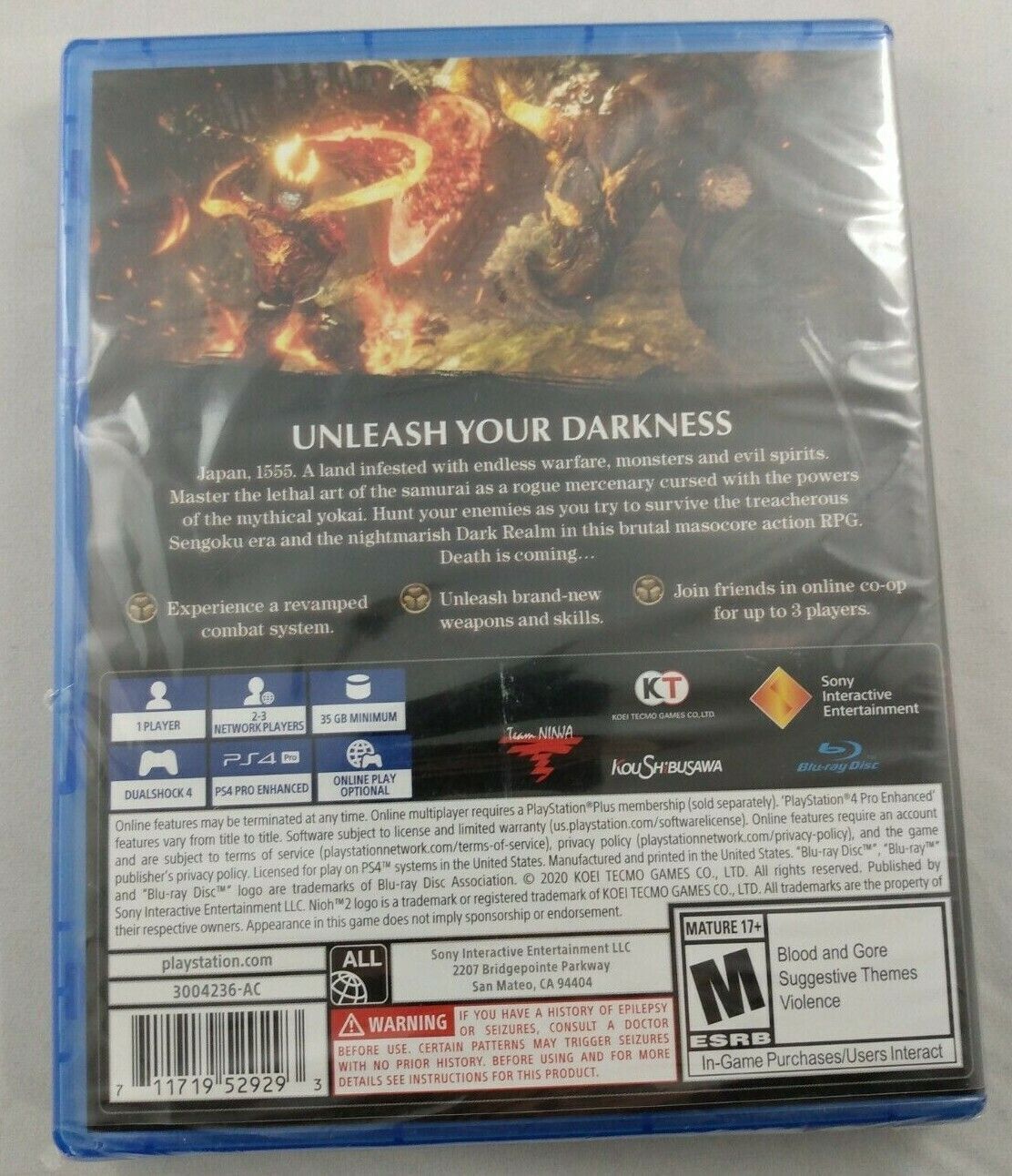 Nioh 2 - Sony PlayStation 4 Brand New/Sealed !!!