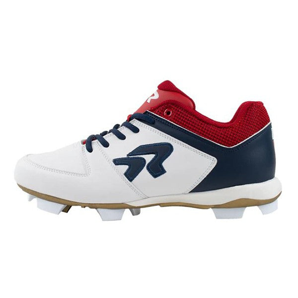 Women's Ringor Spirit VI Softball Cleats - White/Navy/Red - Var Szs - NWOB