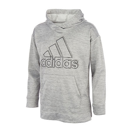 Big Girl's Adidas Badge of Sport Fleece Hoodie - Grey Heather - Medium - NWT