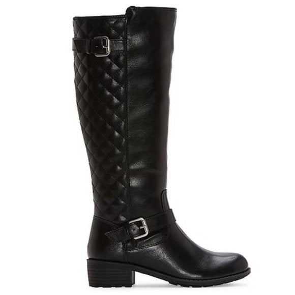 Women's St John's Bay Darling Stacked Heel Wide Calf Riding Boots - Black - 8W