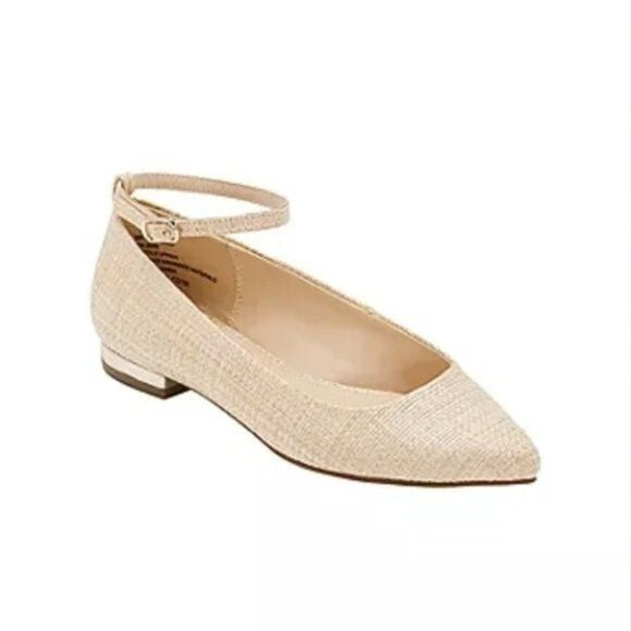 Women's Liz Claiborne Calico Pointed Toe Ballet Flats - Natural - 9.5W - NIB