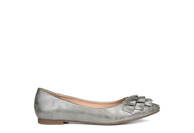 Women's Journee Collection Judy Ruffled Ballet Flats - Pewter - 11 - NWOB