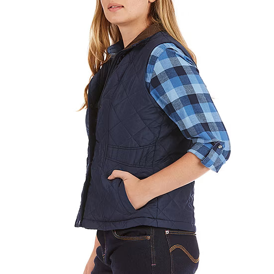Women's Smith's American Quilted Vest with Velour Lining - Navy - XL - NWT