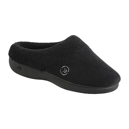 Women's Isotoner Mixed Microterry Hoodback Slippers - Black - X-Large - NWT