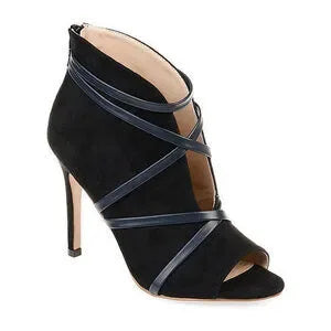 Women's Journee Collection Samara Peep Toe Stiletto Heel Booties - Black - 7.5 - NIB