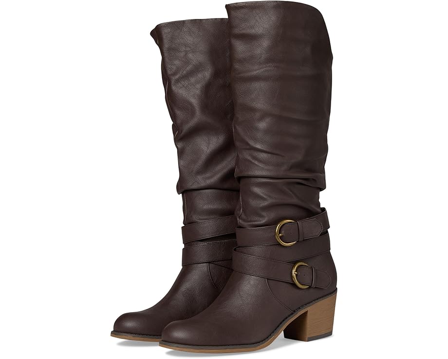 Women's Journee Collection Late Stacked Heel Riding Boots Dark Brown 10 NWOB